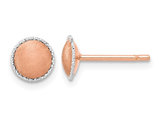 14K Rose Pink Gold Button Post Earrings with White Gold Accent 